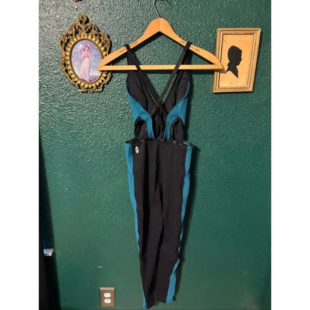 Free People Movement Ticket To Paradise Jumpsuit Size XS Black Blue
